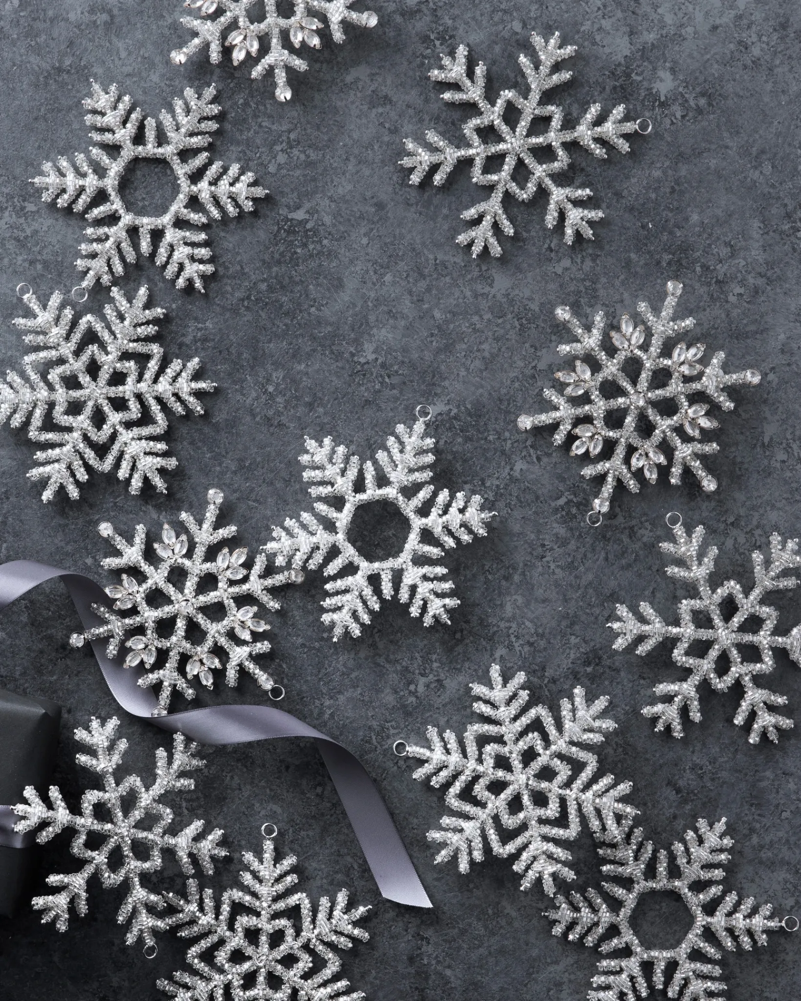 Beaded Snowflake Christmas Ornament Collection Ornaments