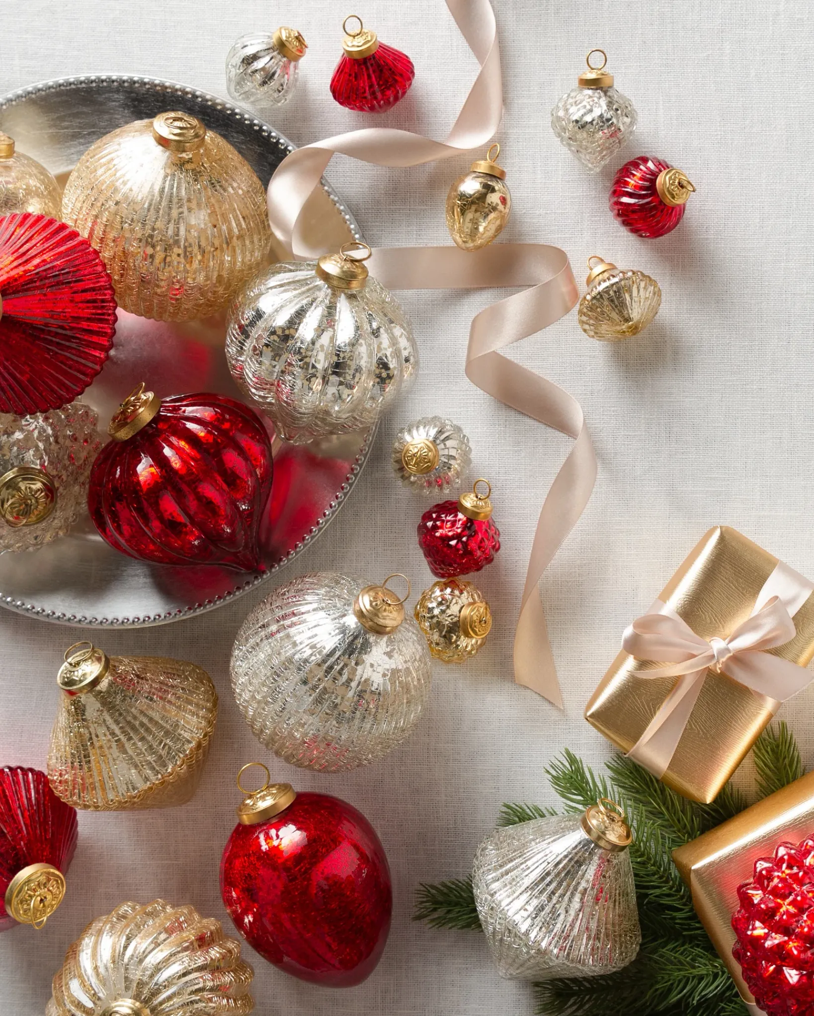 Online BH Essentials Mercury Glass Ornament Collection Ornaments
