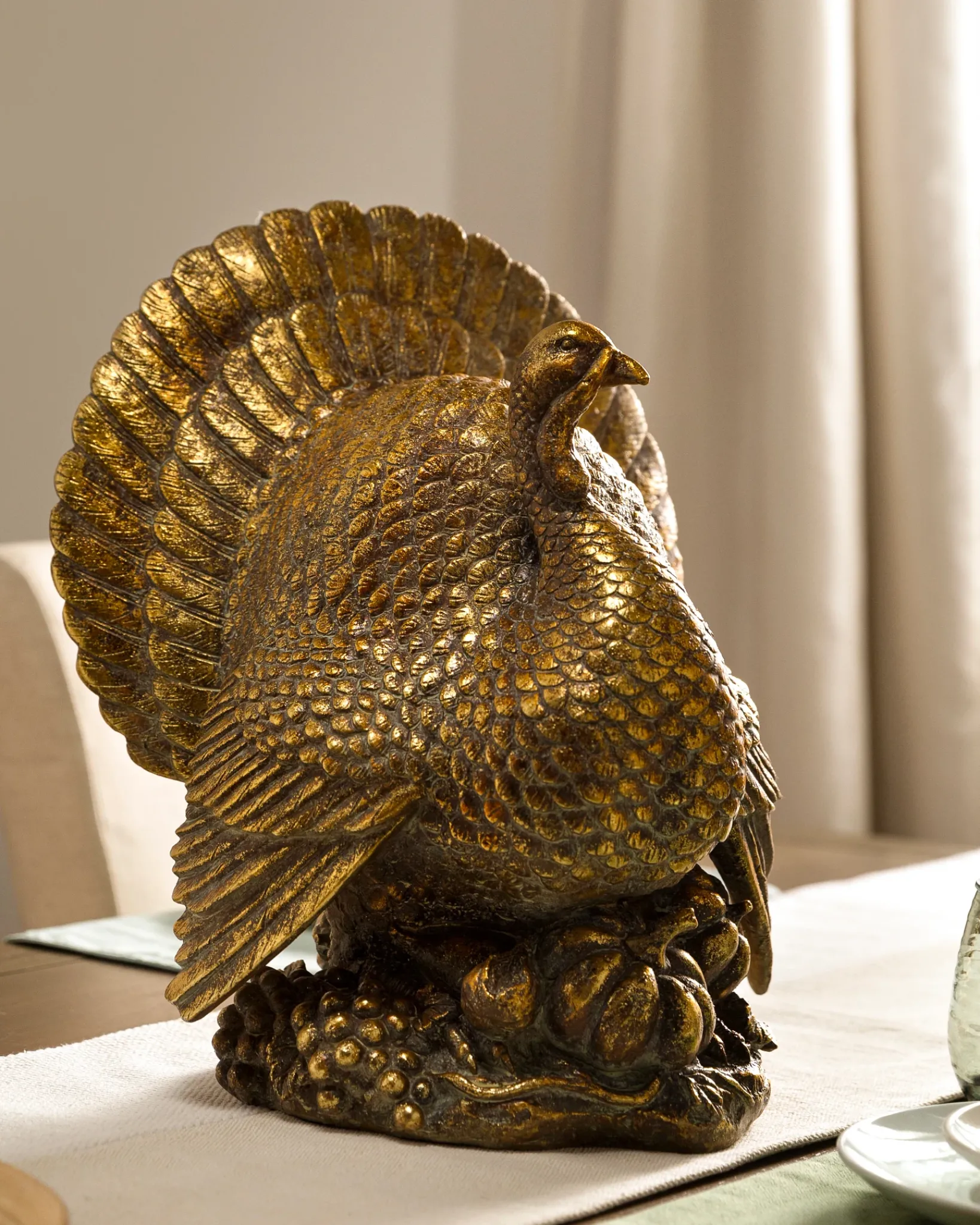New Bronzed Tabletop Turkey Decorative Accents