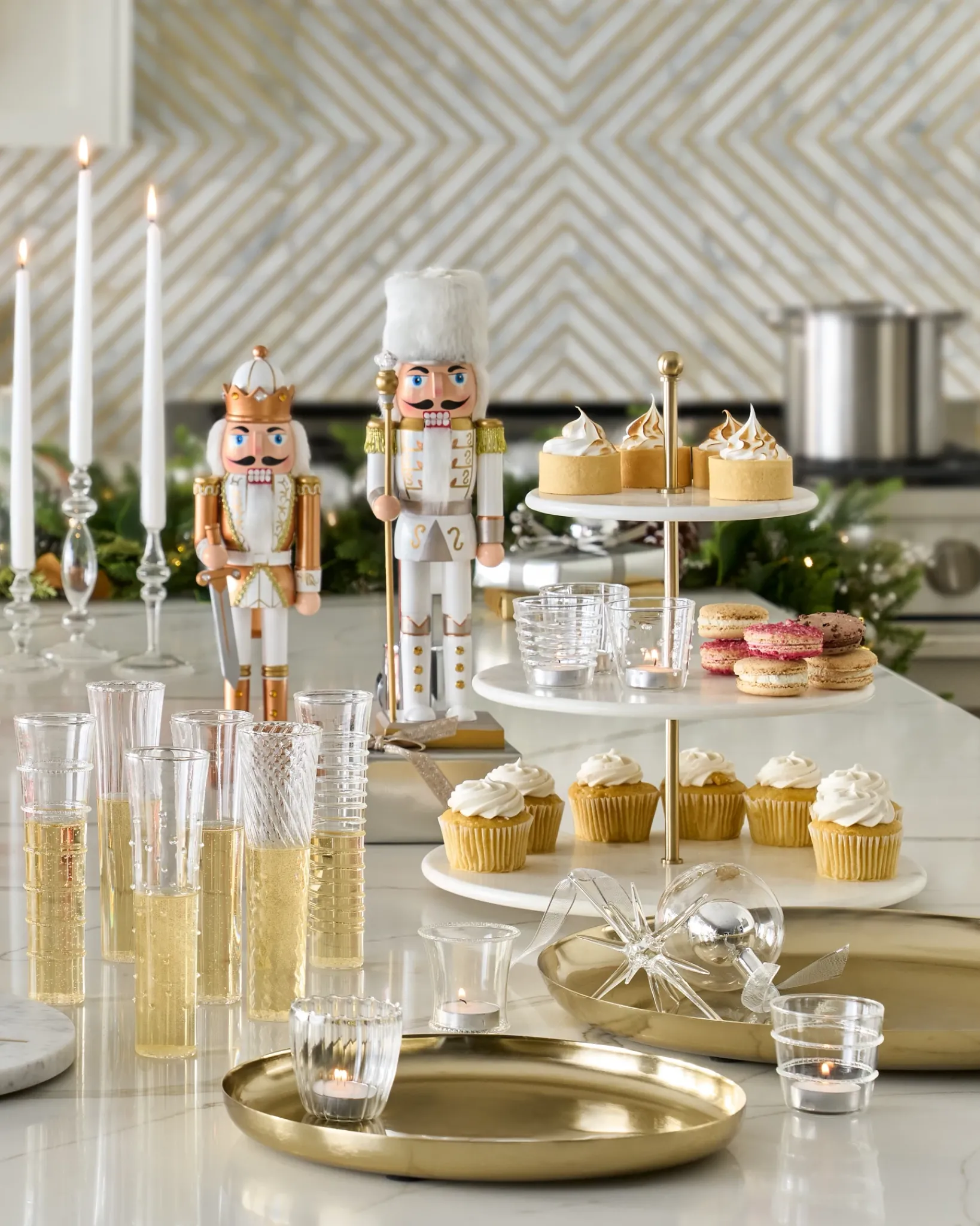 New Brushed Brass Serving Trays Platters & Drinkware