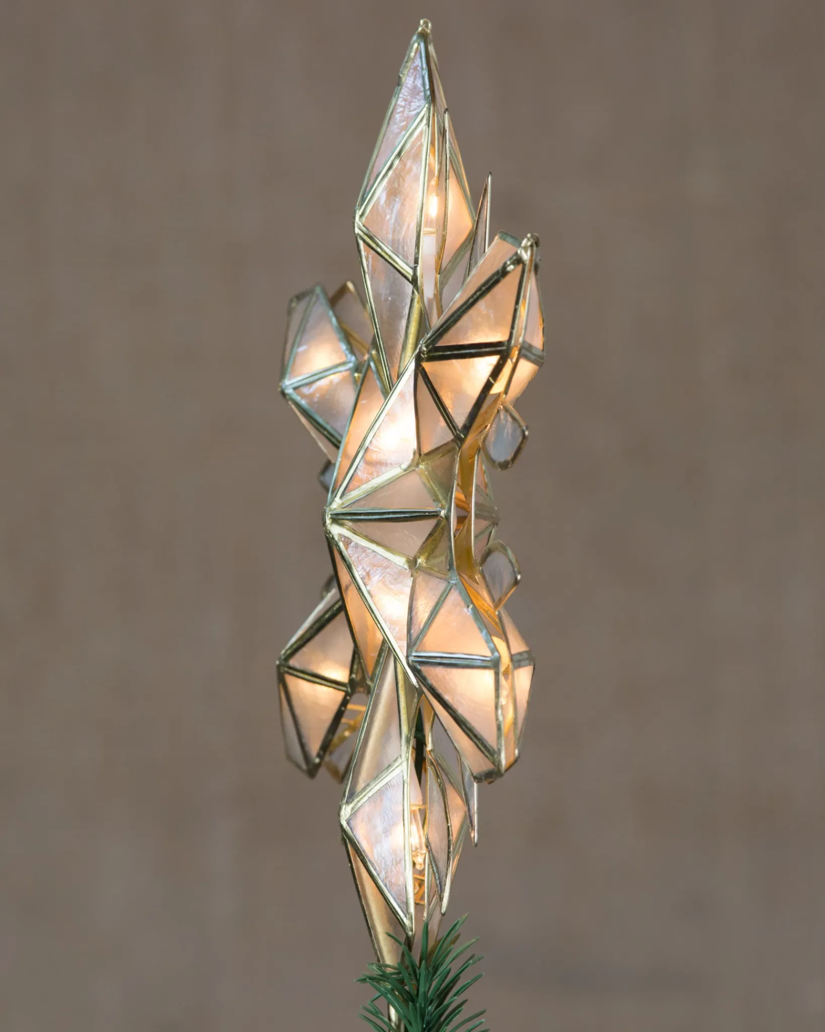 Capiz Snowflake Lighted Tree Toppers Toppers