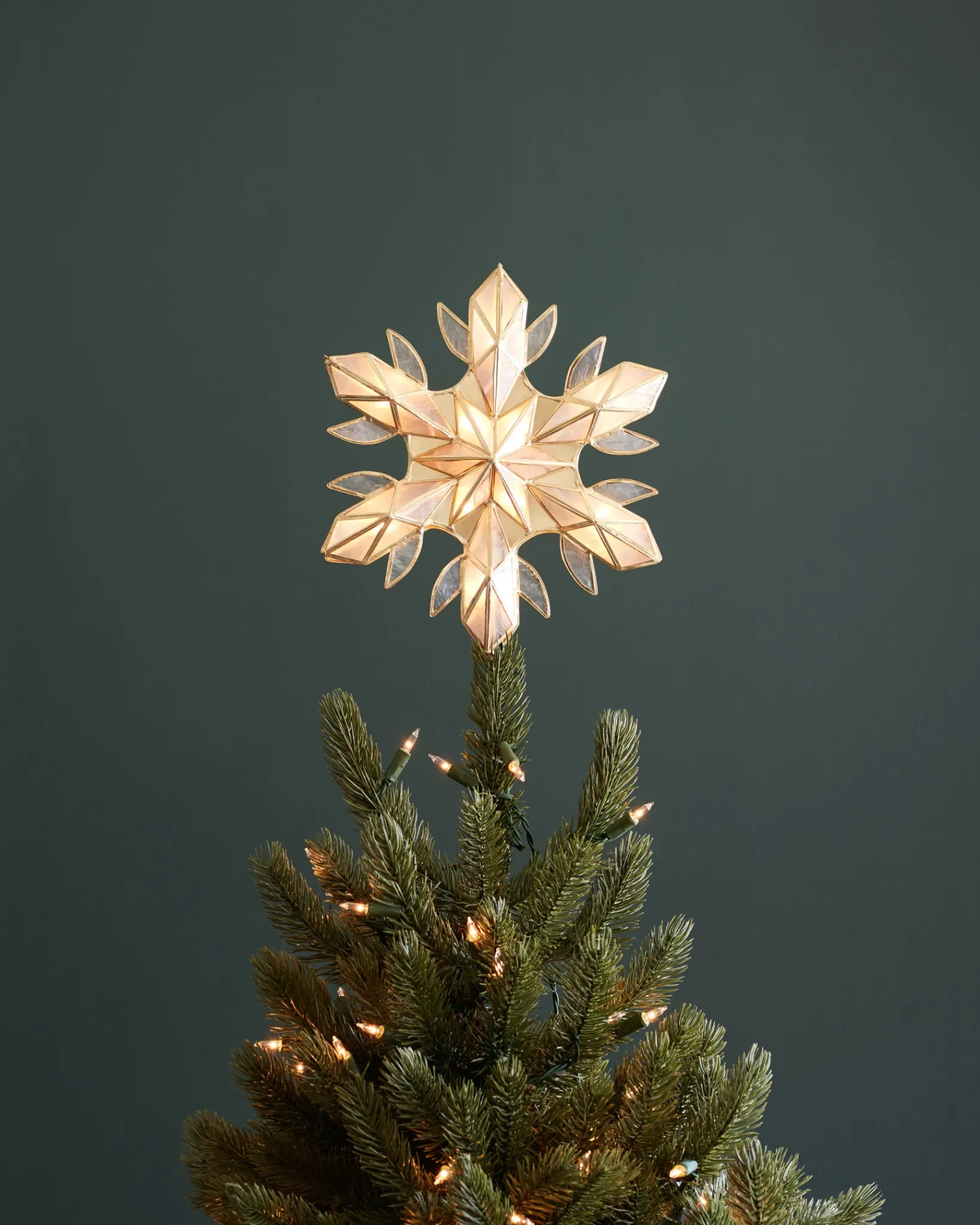 Capiz Snowflake Lighted Tree Toppers Toppers