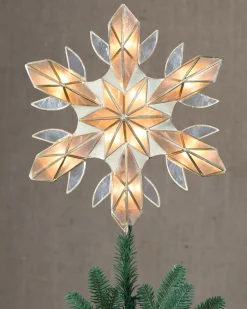 Capiz Snowflake Lighted Tree Toppers Toppers