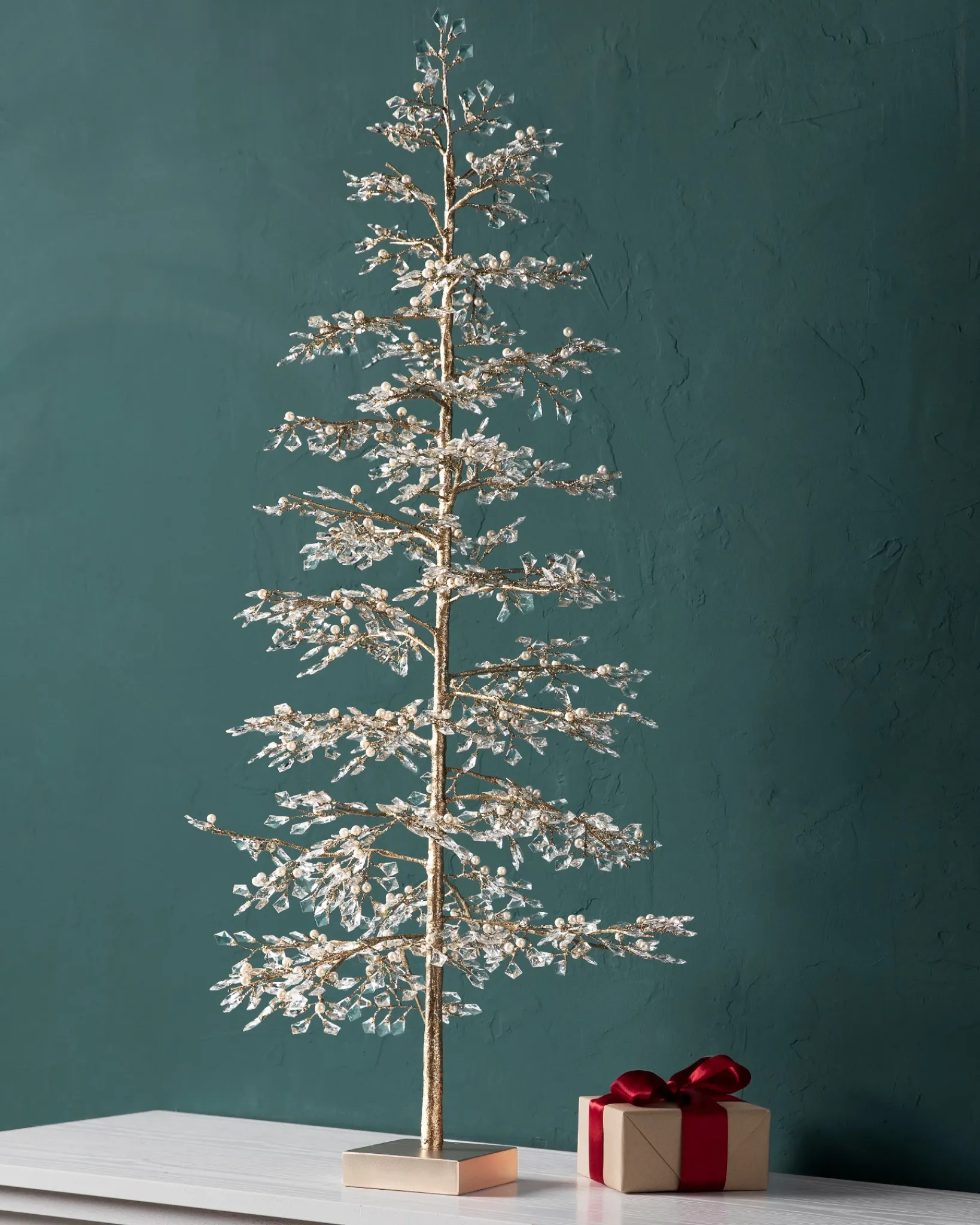 Sale Crystal & Pearl Champagne Trees Tabletop & Accent Trees