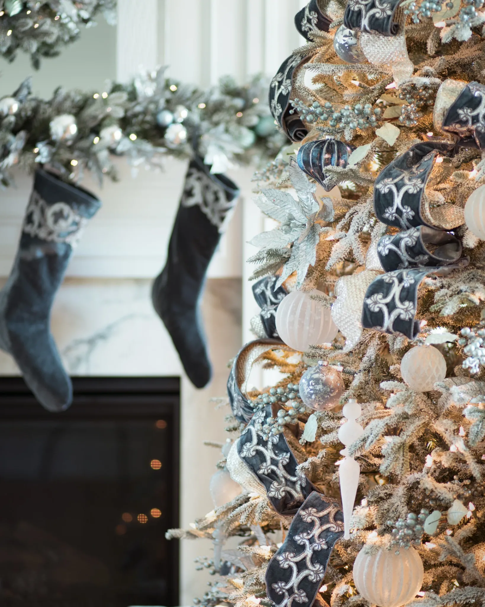 Clearance French Blue Velvet Christmas Tree Ribbon Ribbons