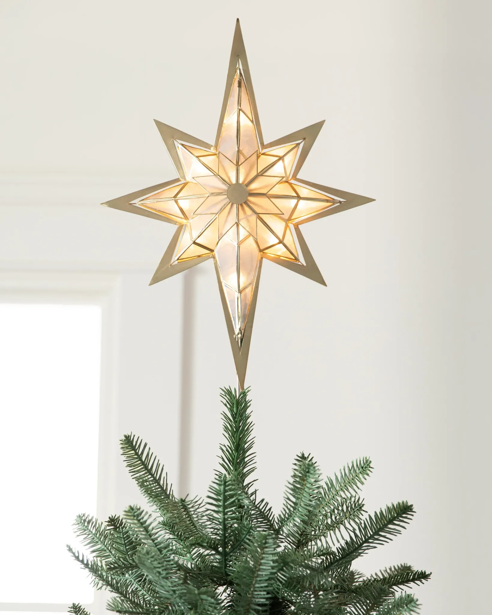 Online Lit Capiz Bethlehem Star Tree Toppers Toppers