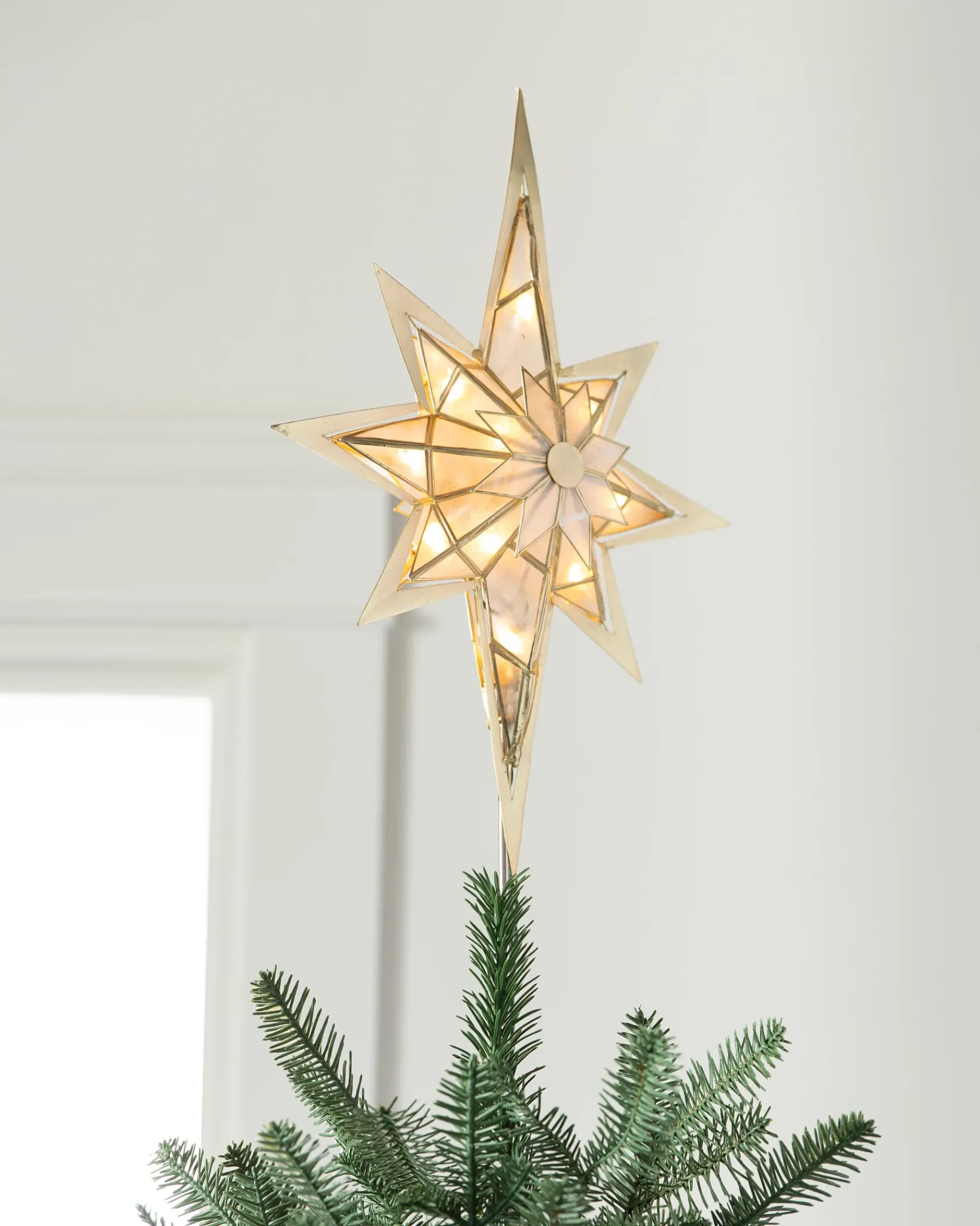 Online Lit Capiz Bethlehem Star Tree Toppers Toppers