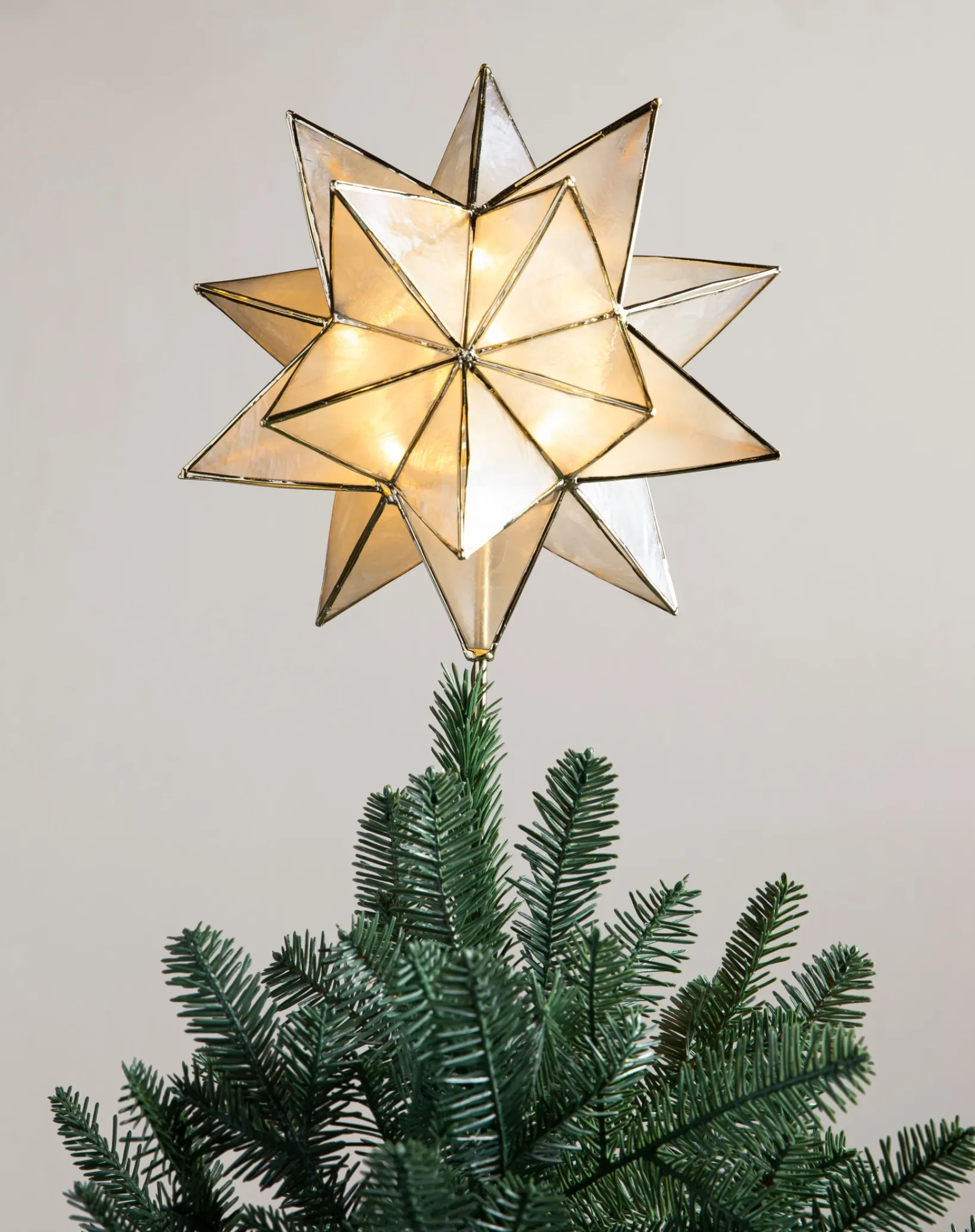 Online Lit Capiz Star Tree Toppers Toppers