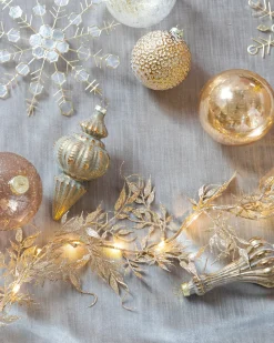 Clearance Lit Glitter Leaf Christmas Tree Garlands Garlands