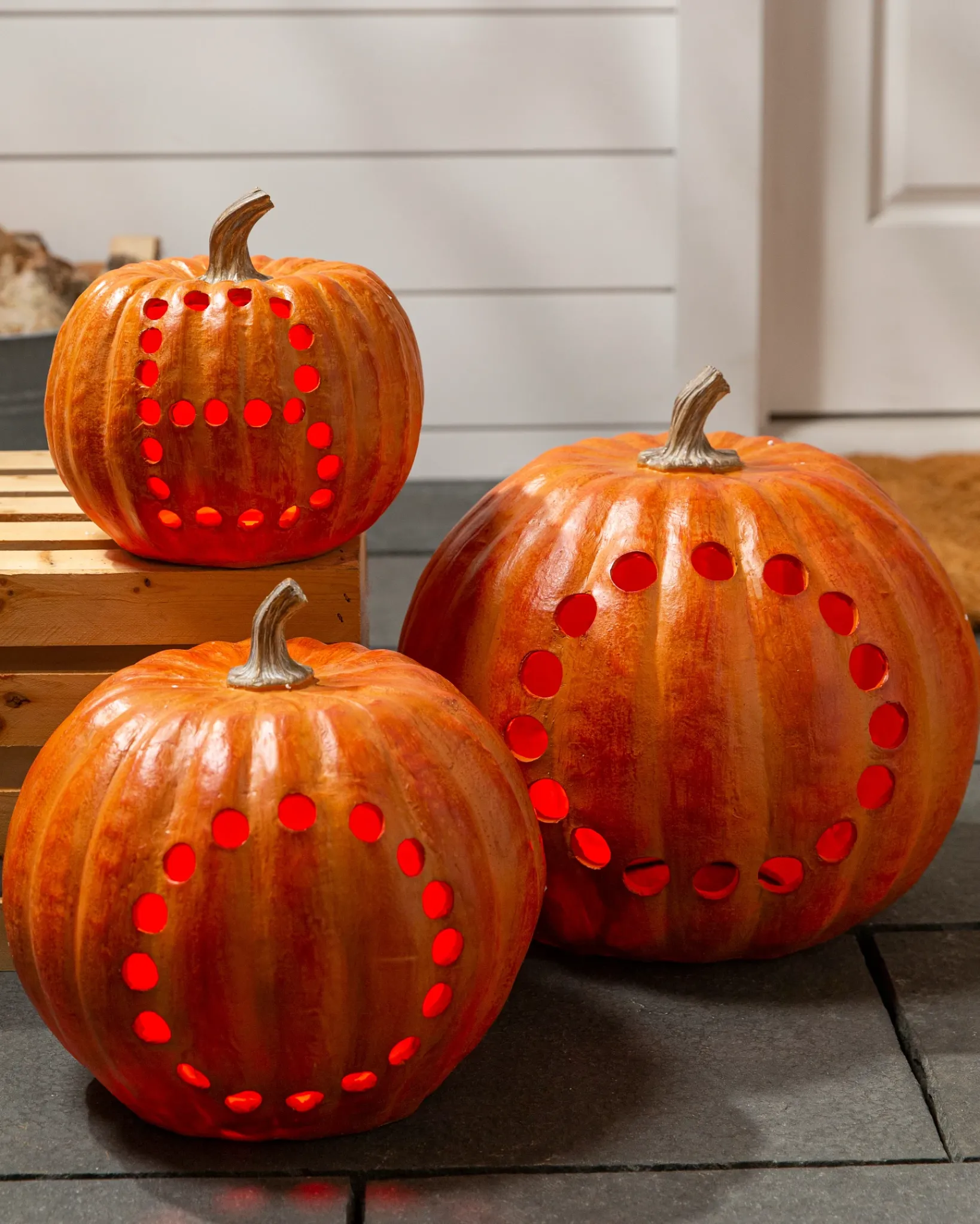 Clearance Lit Stackable Cut-Out Pumpkins Outdoor Safe