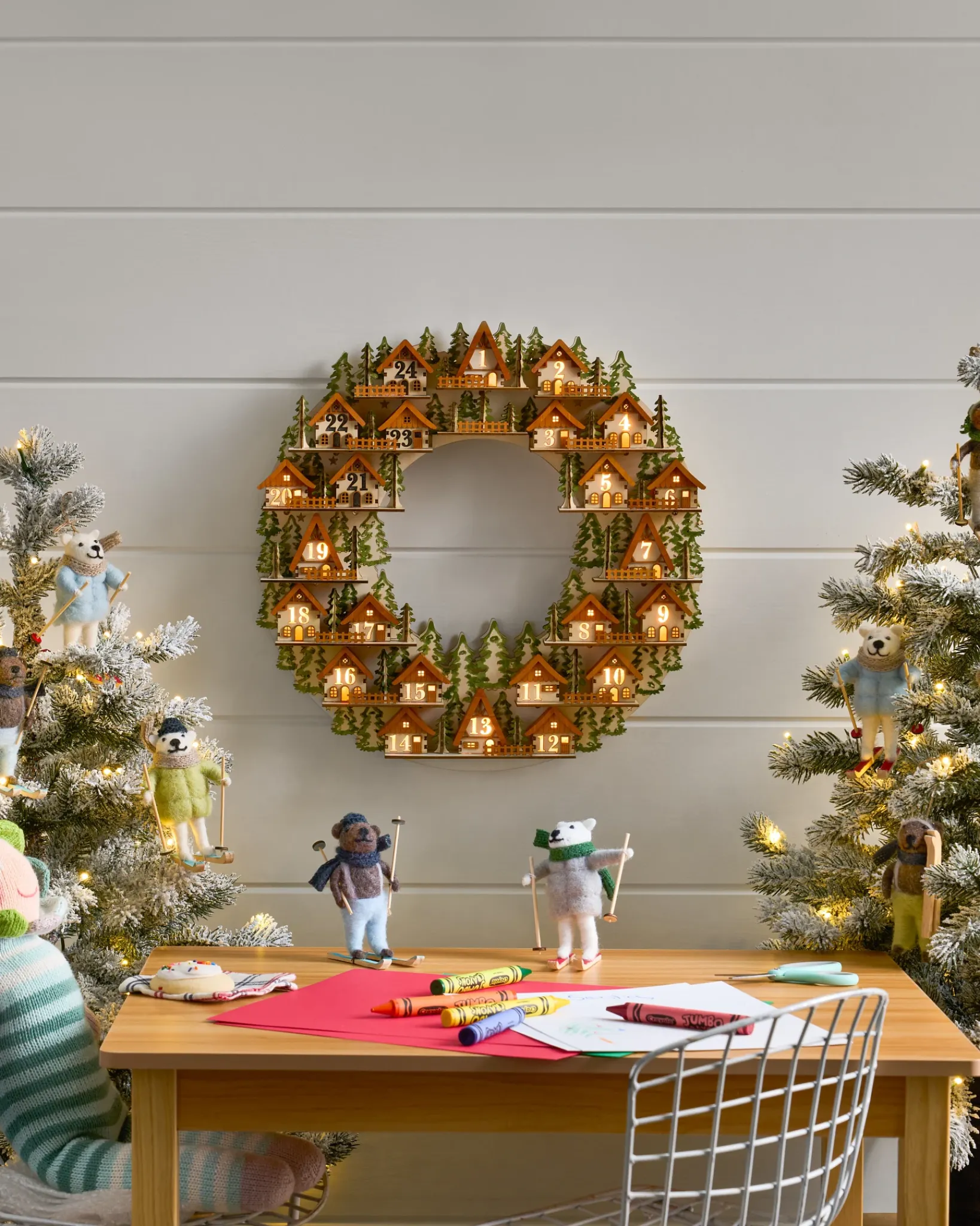 Outlet Lit Wooden Advent Wreaths Decorative Accents|Advent Calendars
