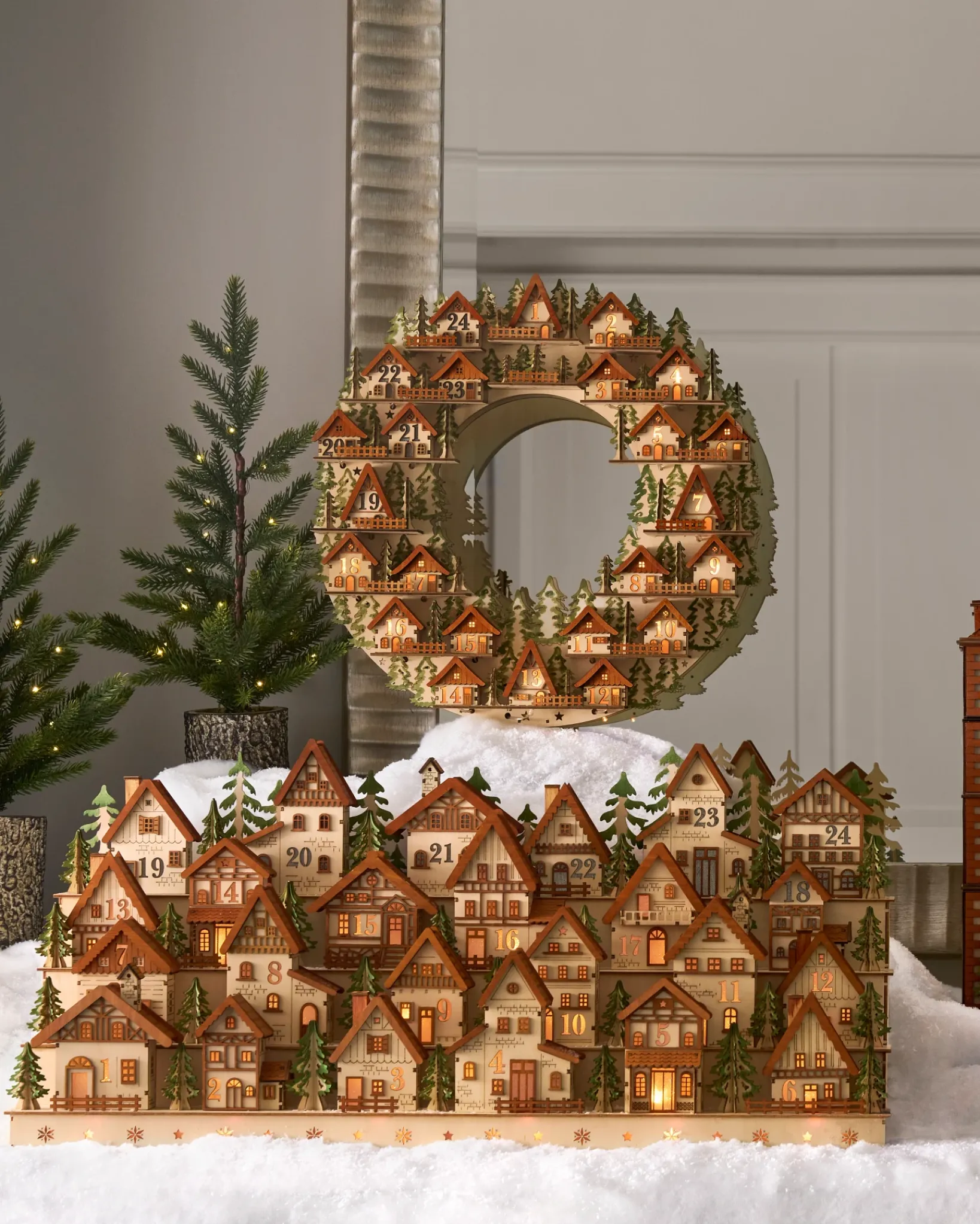Outlet Lit Wooden Advent Wreaths Decorative Accents|Advent Calendars
