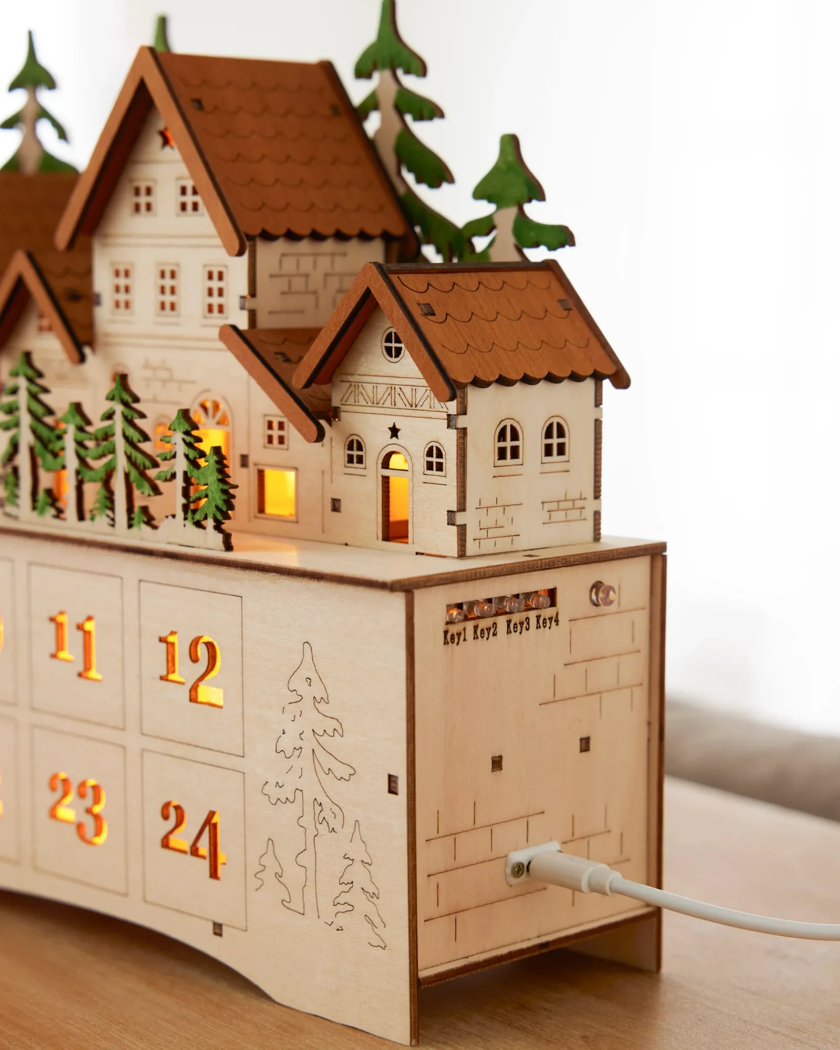 Sale Lit Wooden Christmas Advent Calendars Decorative Accents|Gifts For Christmas