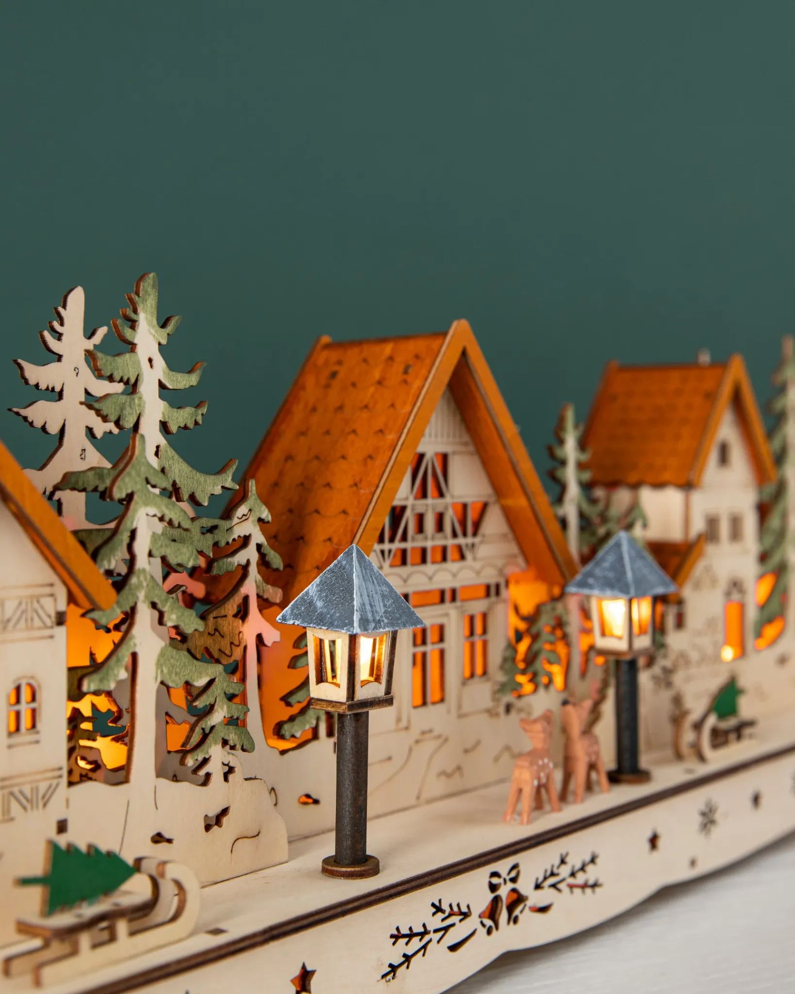 Best Lit Wooden Christmas Mantel Villages Decorative Accents
