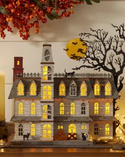 Hot Lit Wooden Halloween Countdown Calendar Decorative Accents