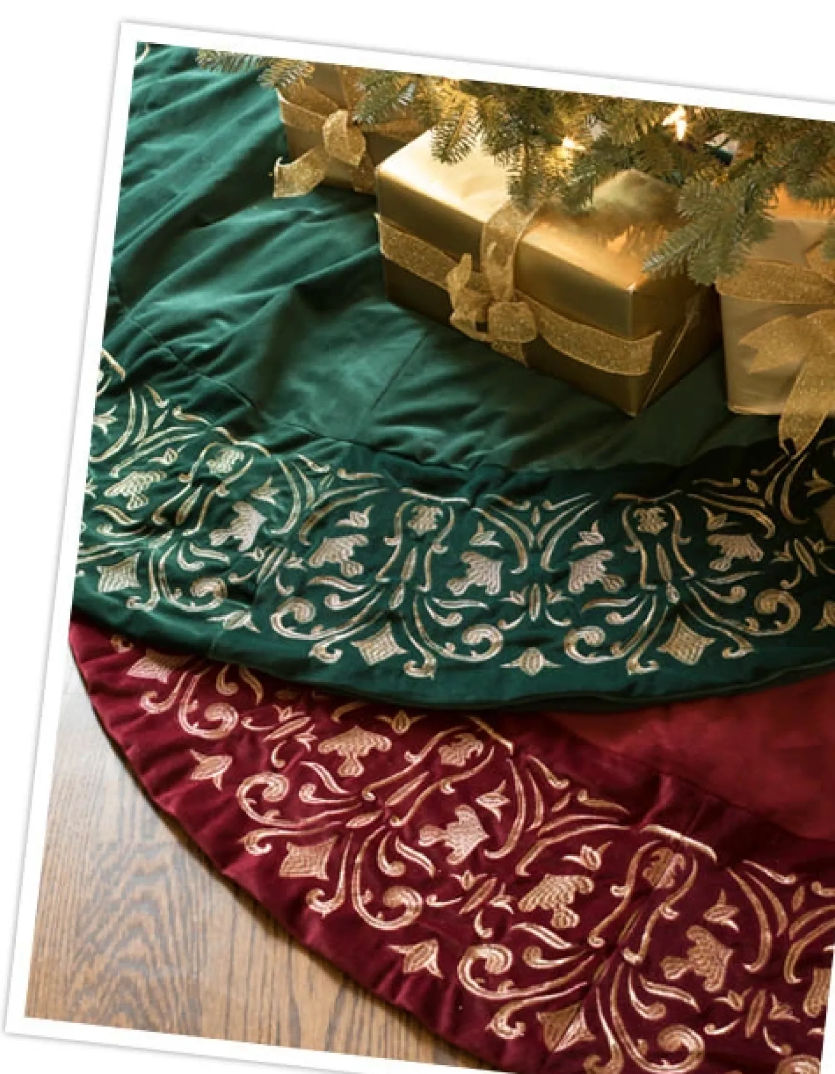 Luxe Embroidered Velvet Tree Skirts Personalized Christmas Décor