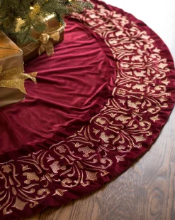 Luxe Embroidered Velvet Tree Skirts Personalized Christmas Décor