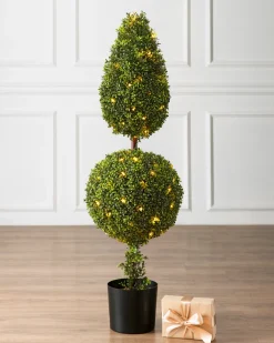 Clearance Outdoor Boxwood Artificial Christmas Topiaries Outdoor Safe|Topiaries & Potted Flowers
