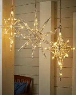 Hot Outdoor Lit Tinsel Stars Outdoor Lights