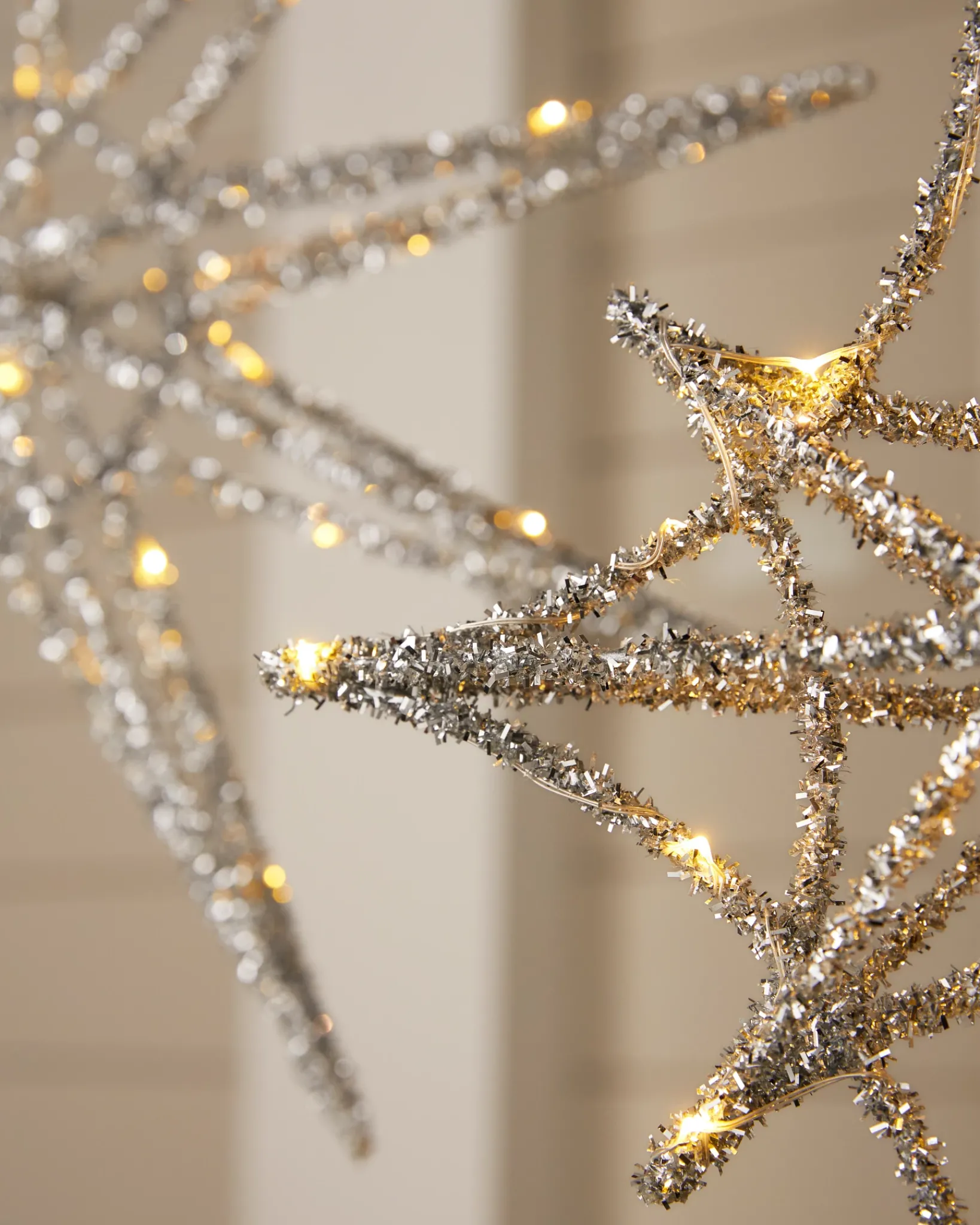 Hot Outdoor Lit Tinsel Stars Outdoor Lights