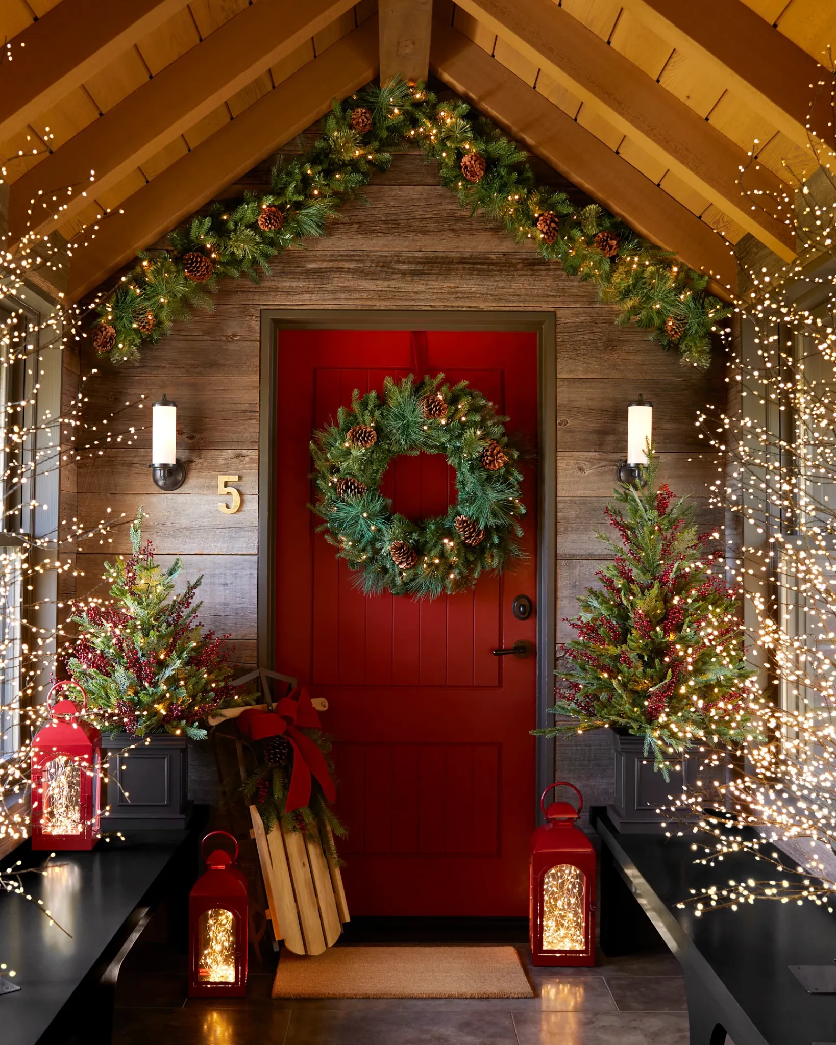 Clearance Outdoor Red Berry Evergreen Potted Trees Outdoor Safe