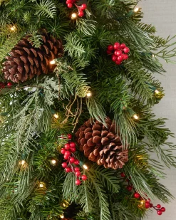 Online Outdoor Red Berry Pine Foliage 18 - 24 Inch|Pre-Lit