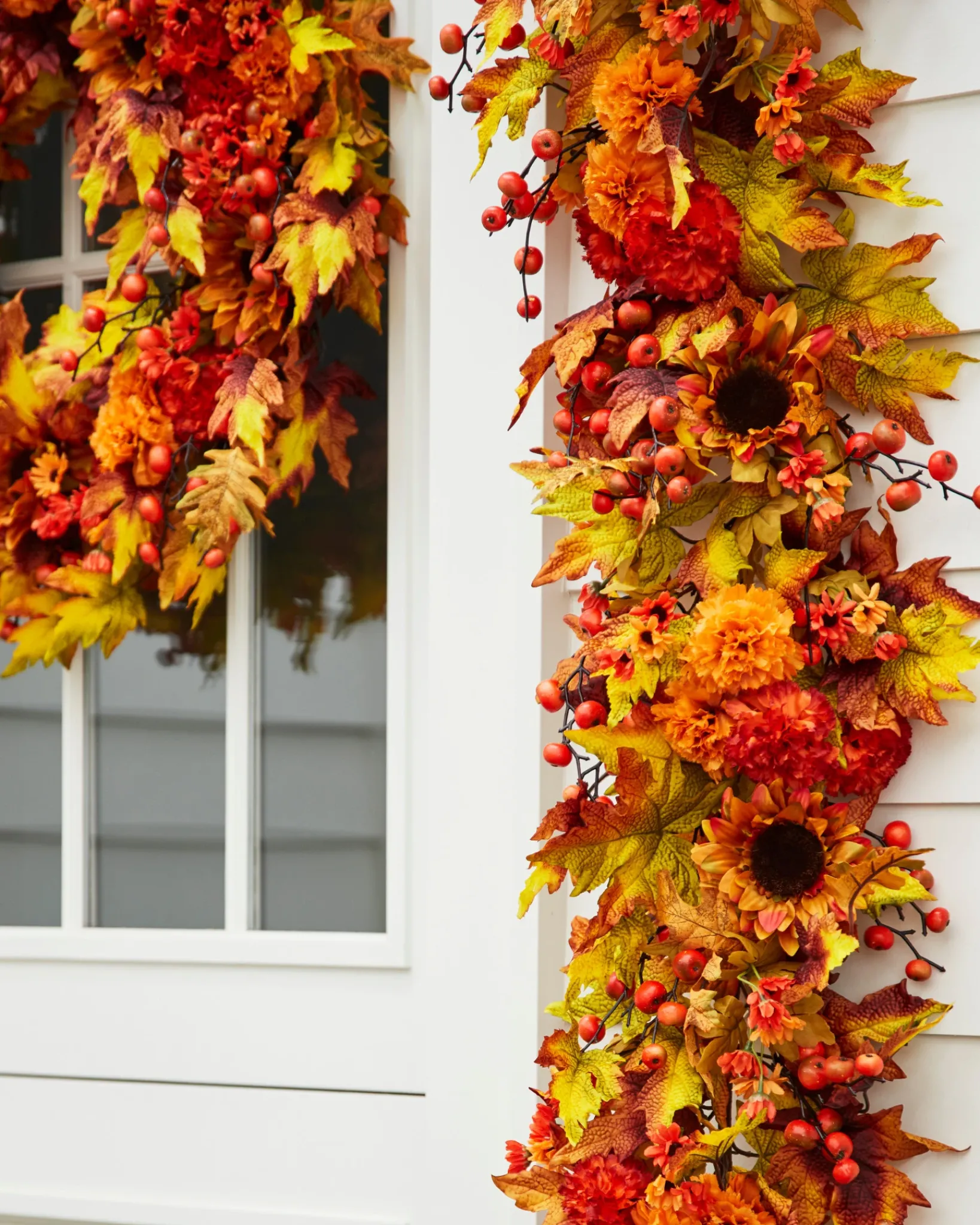 Clearance Outdoor Sunburst Mums Foliage Wreaths|Outdoor Safe