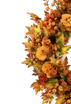 Clearance Outdoor Sunburst Mums Foliage Wreaths|Outdoor Safe