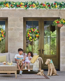 Hot Outdoor Sunrise Dahlia Foliage Garlands|Swags & Hanging Baskets
