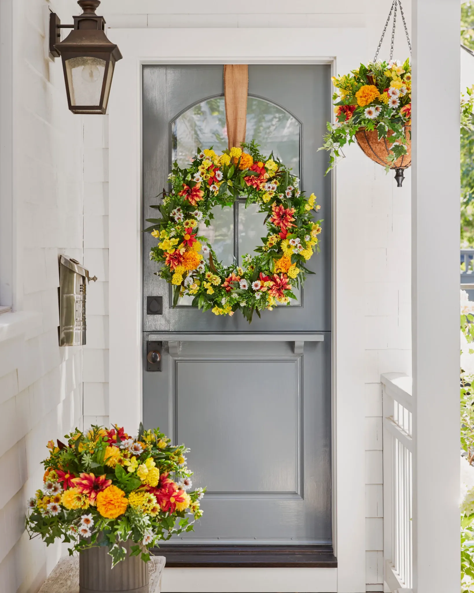 Hot Outdoor Sunrise Dahlia Foliage Garlands|Swags & Hanging Baskets