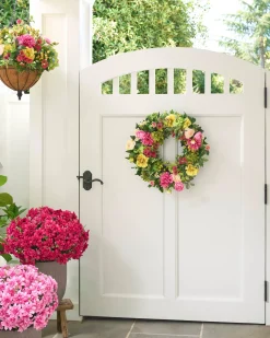 Clearance Outdoor Vivid Blooms Foliage Wreaths|Swags & Hanging Baskets
