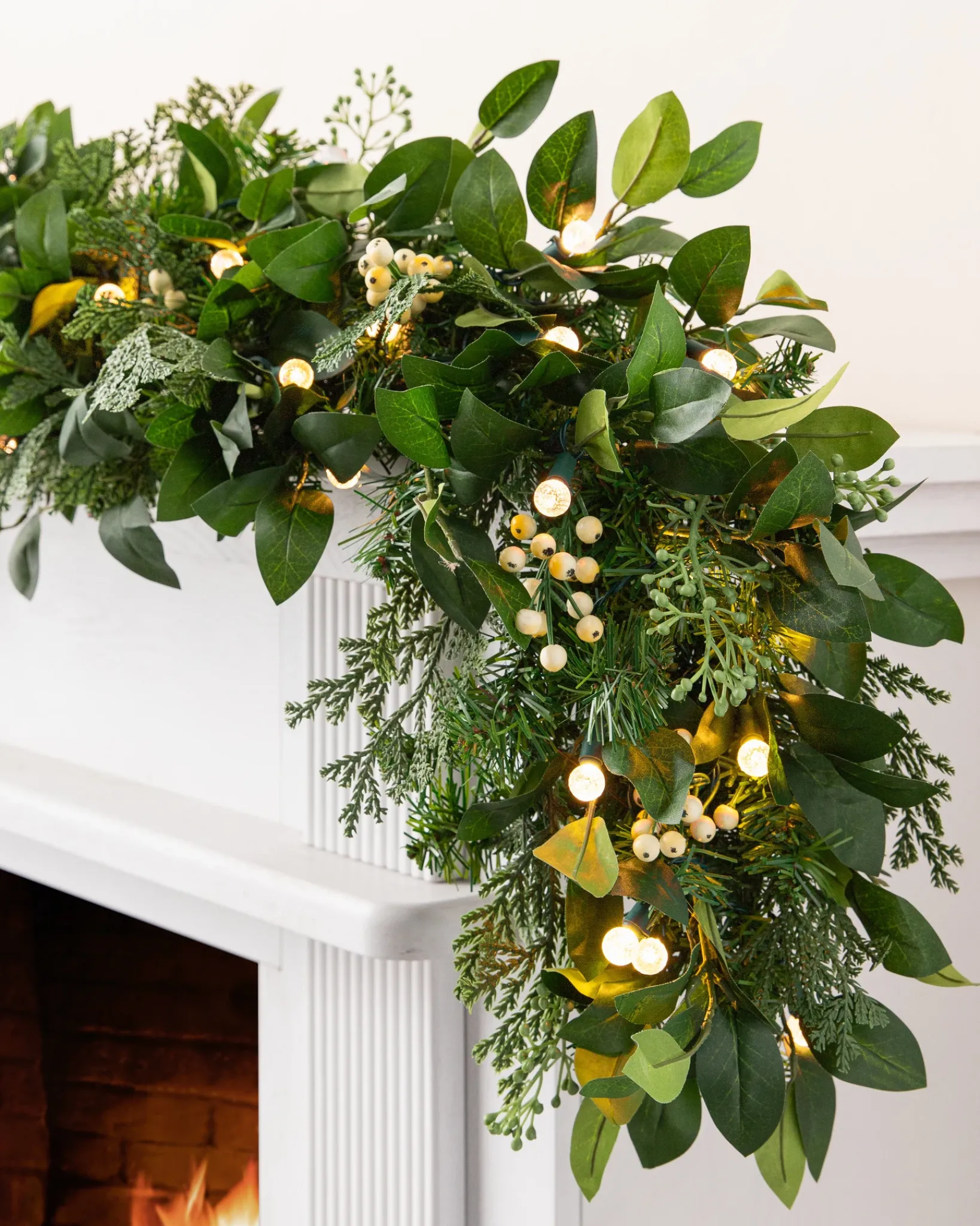 Outdoor White Berry Cypress Foliage 18 - 24 Inch|Pre-Lit