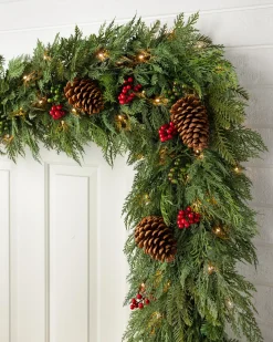 New Outdoor Winter Evergreen Foliage 18 - 24 Inch|Pre-Lit