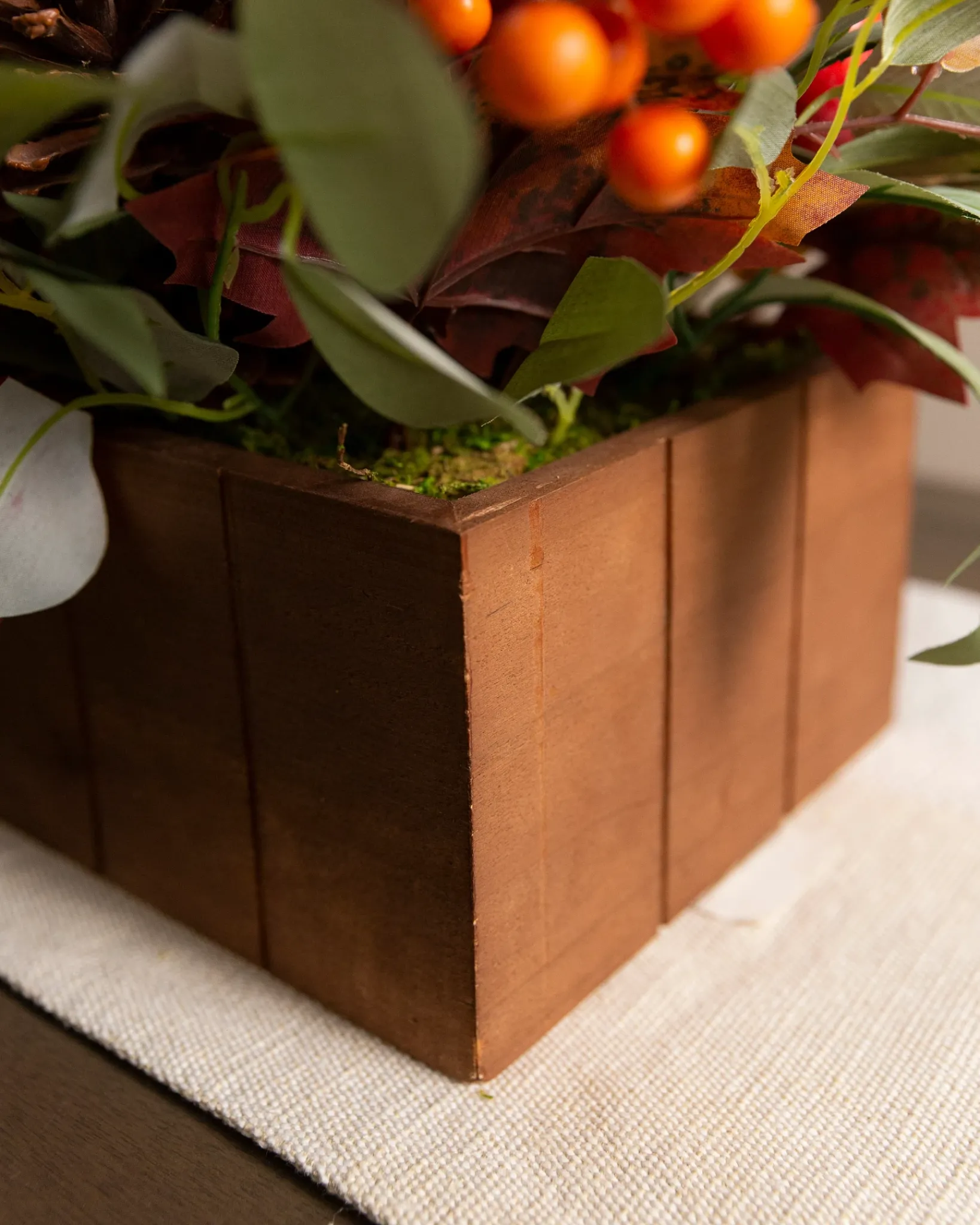 Hot Persimmon & Pinecone Foliage Garlands|Topiaries & Potted Flowers