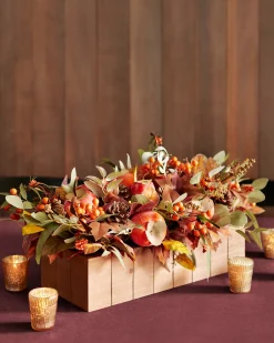 Hot Persimmon & Pinecone Foliage Garlands|Topiaries & Potted Flowers