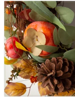 Hot Persimmon & Pinecone Foliage Garlands|Topiaries & Potted Flowers