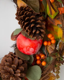 Hot Persimmon & Pinecone Foliage Garlands|Topiaries & Potted Flowers