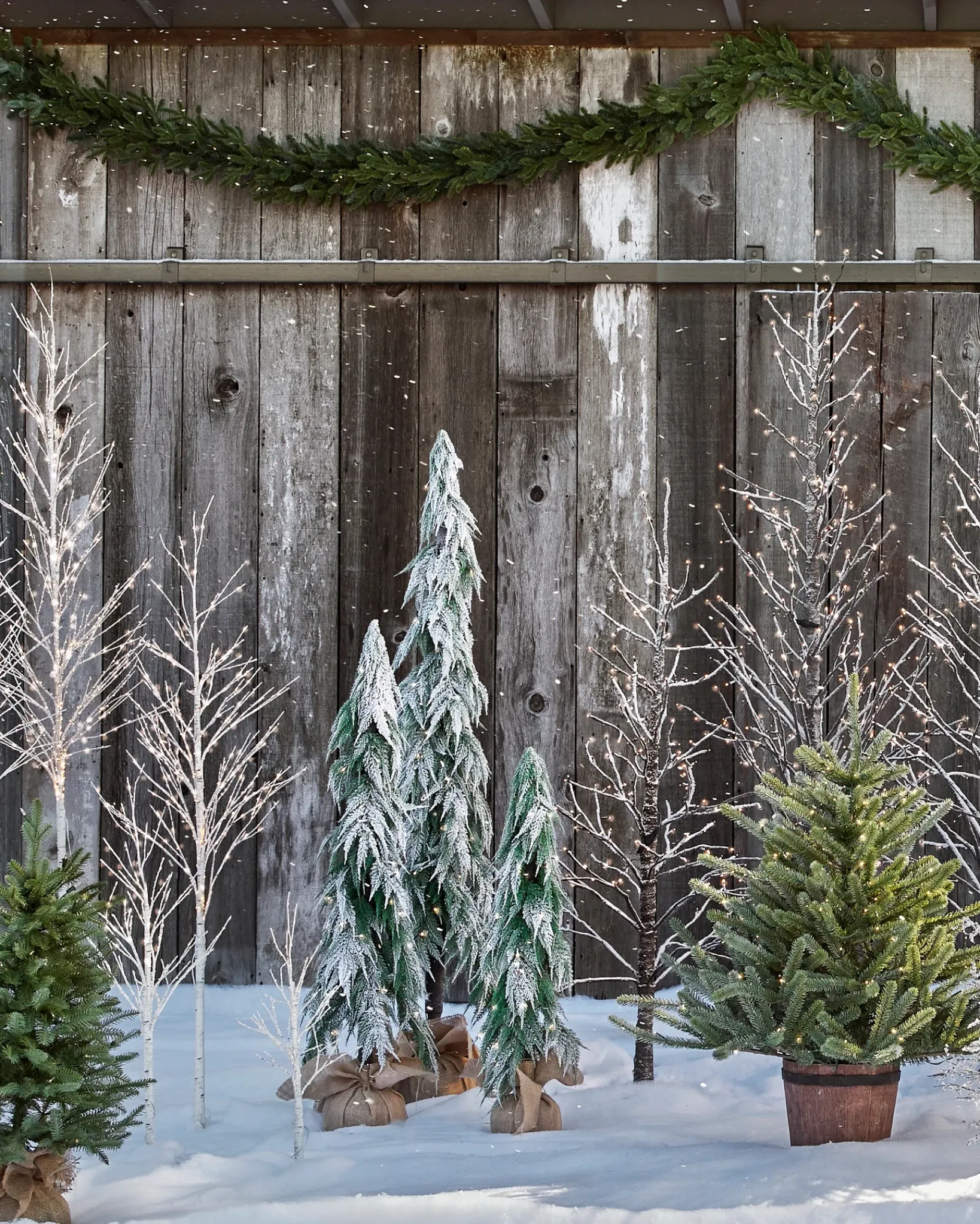Hot Snowfall Downswept Trees Tabletop & Accent Trees