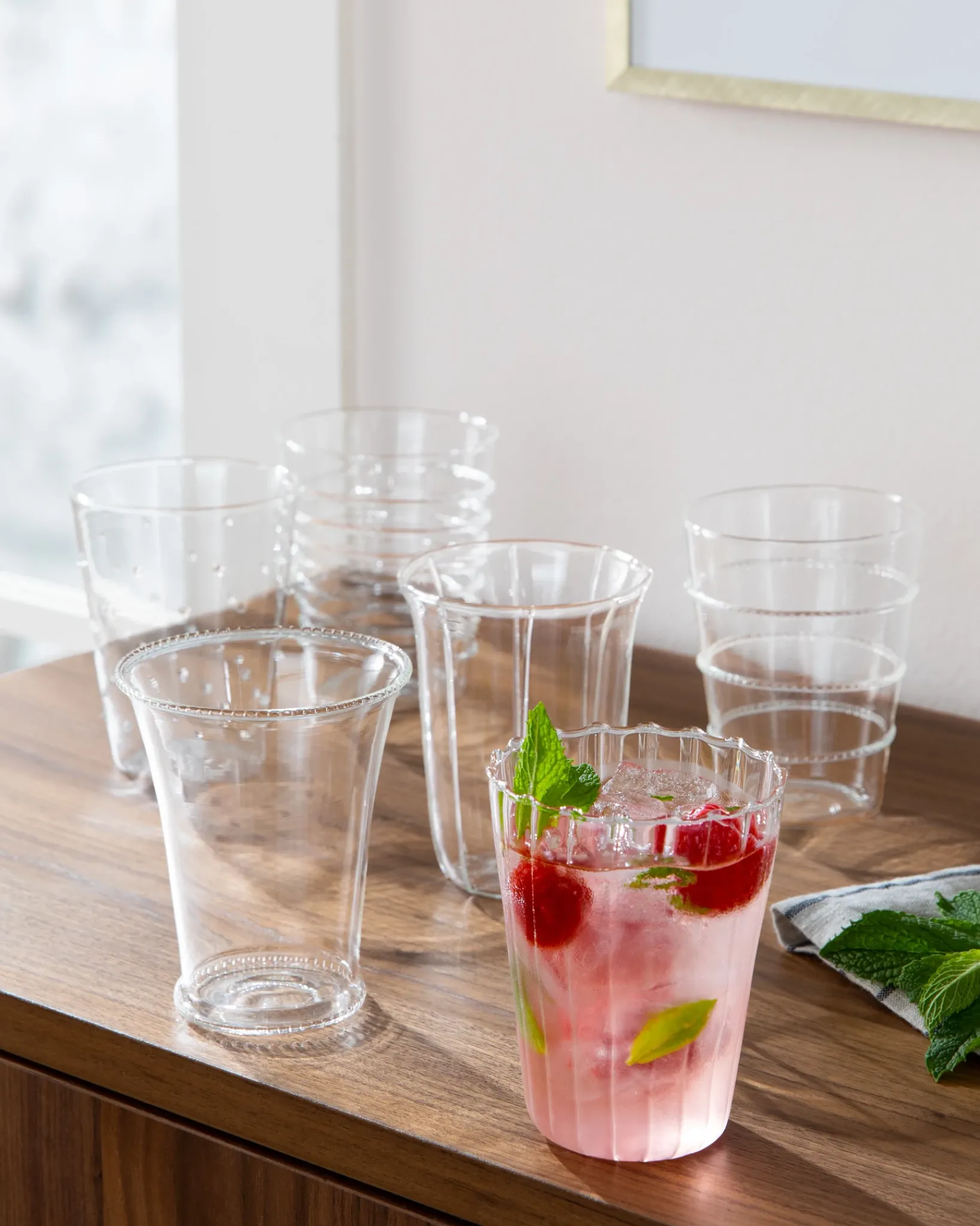 Stipple & Stripe Glassware Platters & Drinkware