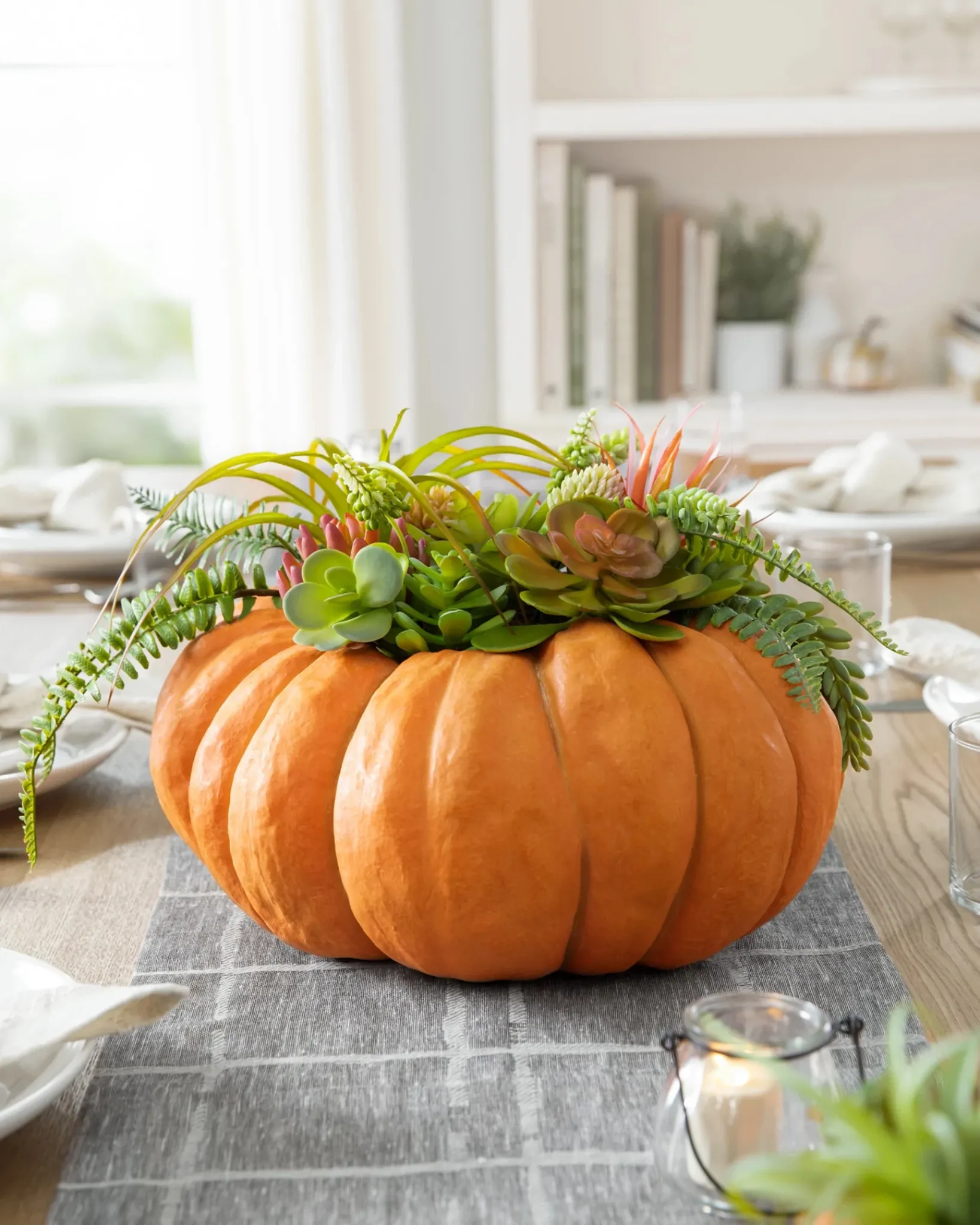 New Succulent Harvest Pumpkin Foliage Topiaries & Potted Flowers|Swags & Hanging Baskets