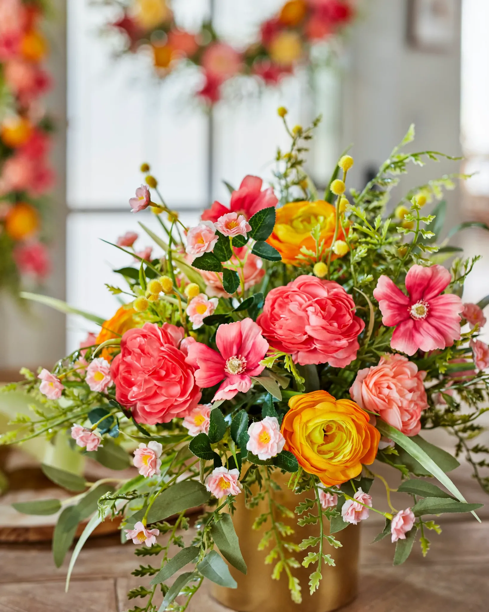 Hot Sunrise Blooms Foliage Wreaths|Garlands