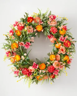 Hot Sunrise Blooms Foliage Wreaths|Garlands