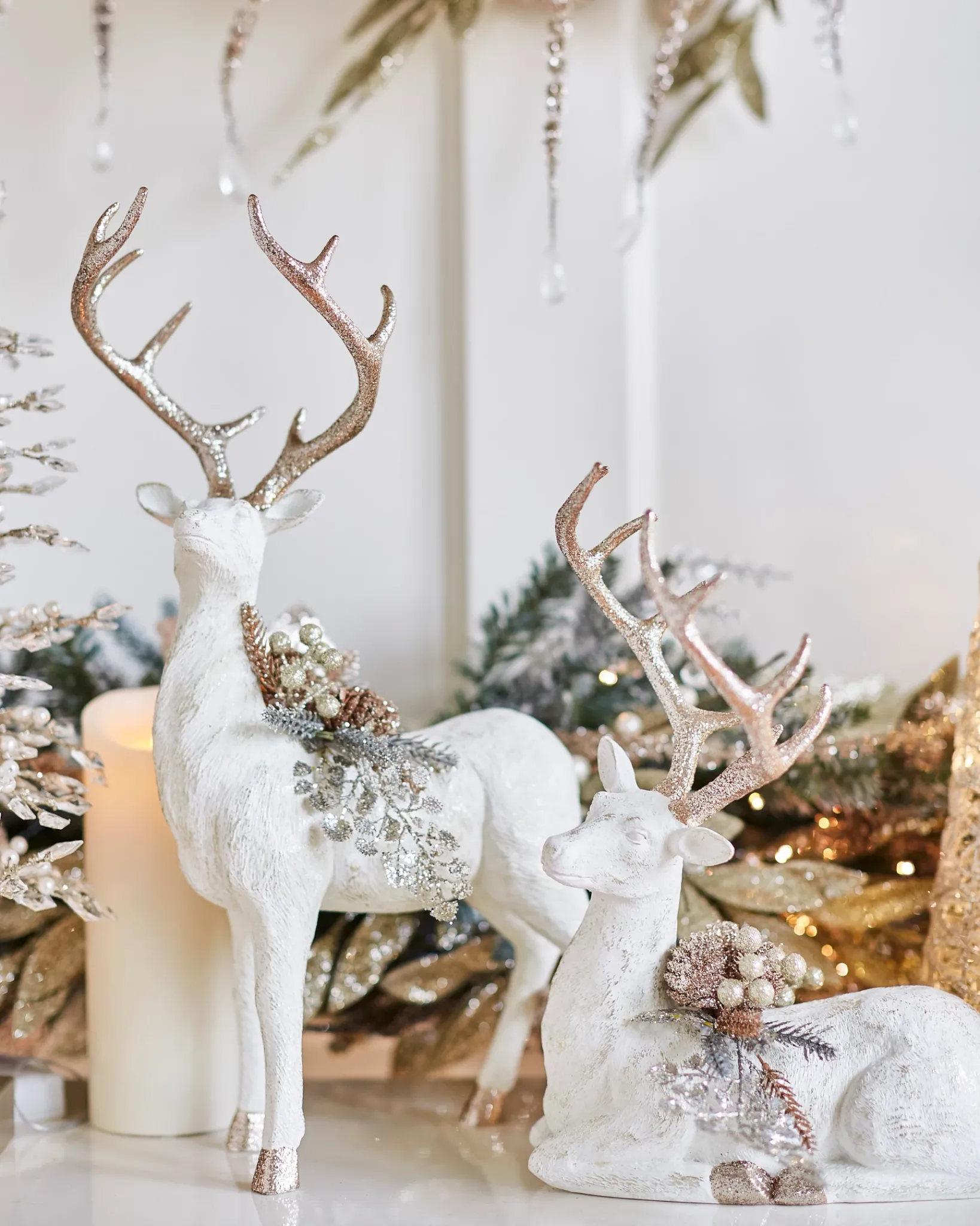 New Winter Frost Tabletop Deer Decorative Accents