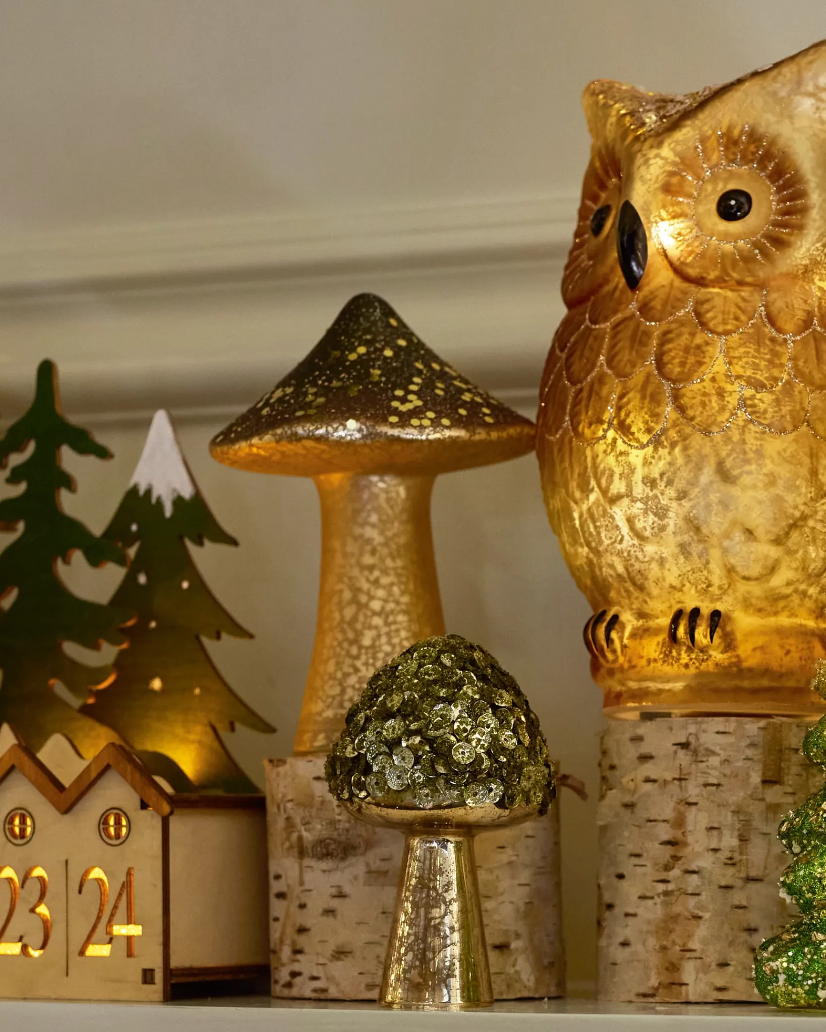 Outlet Woodland Glass Mushrooms Decorative Accents