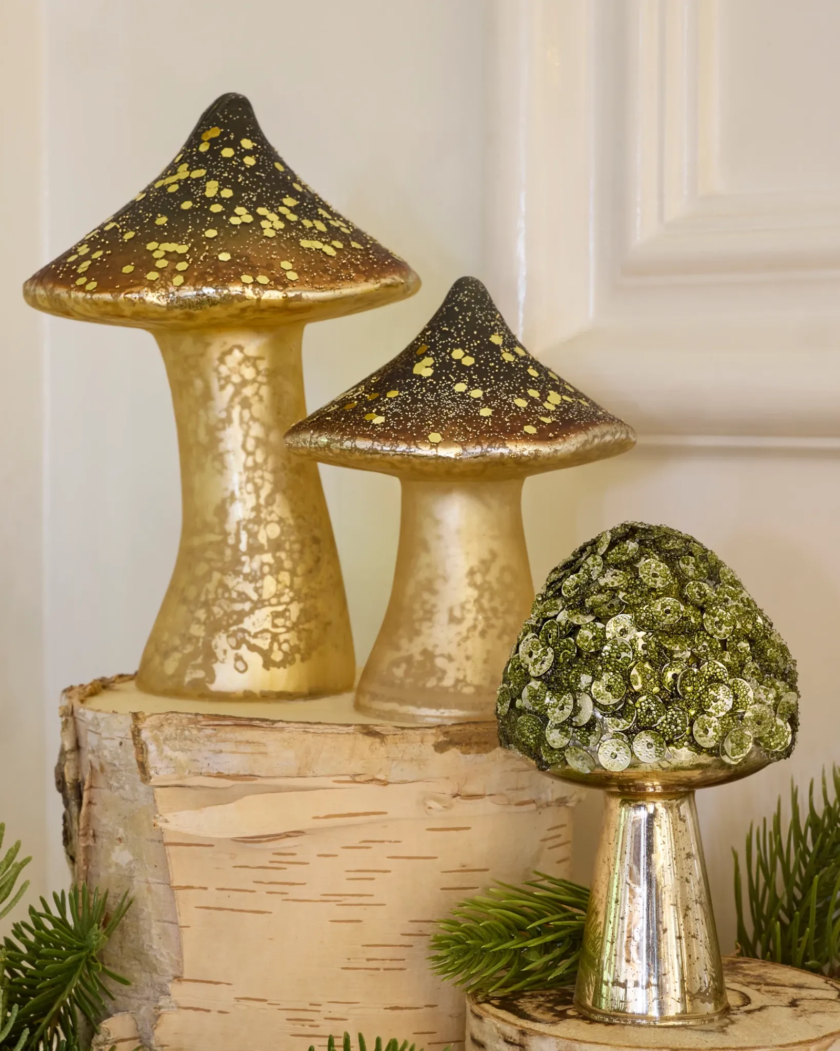Outlet Woodland Glass Mushrooms Decorative Accents